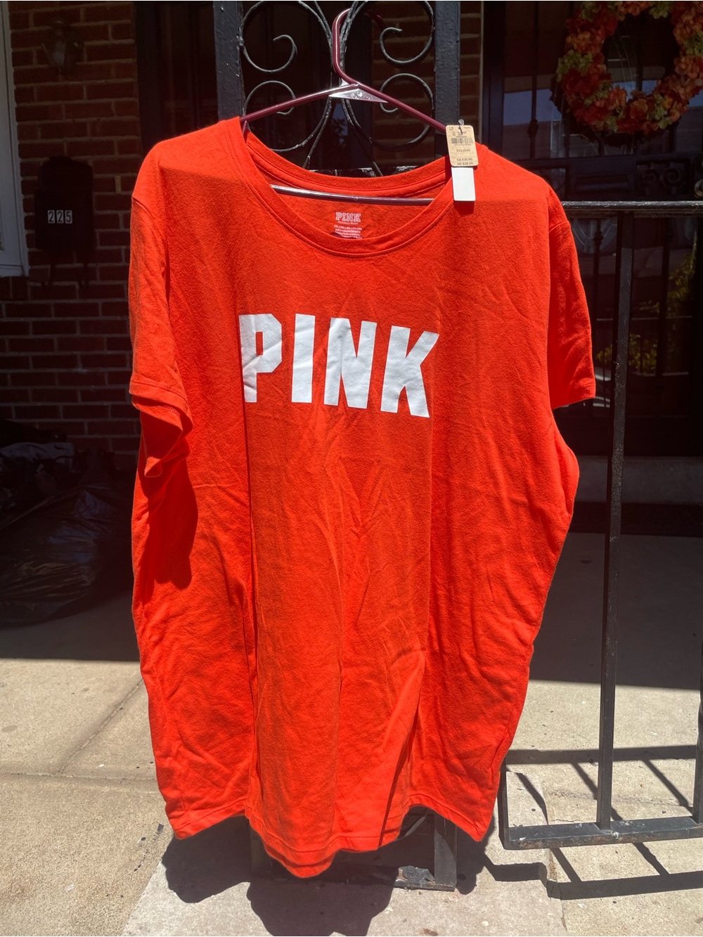 PINK Victoria's Secret orange Crewneck Logo Tee